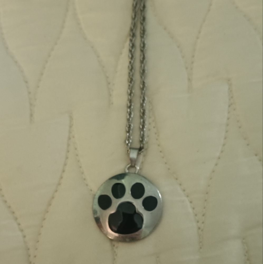 Silver Paw Print Pendant Necklace - Picture 3 of 3